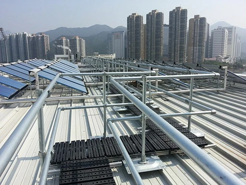 Rooftop walkway with guardrail